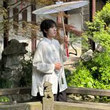 C316Z2347P58男生新中式汉服防晒衣时尚立领白色棉麻衬衫，男装防晒衣，电商C316