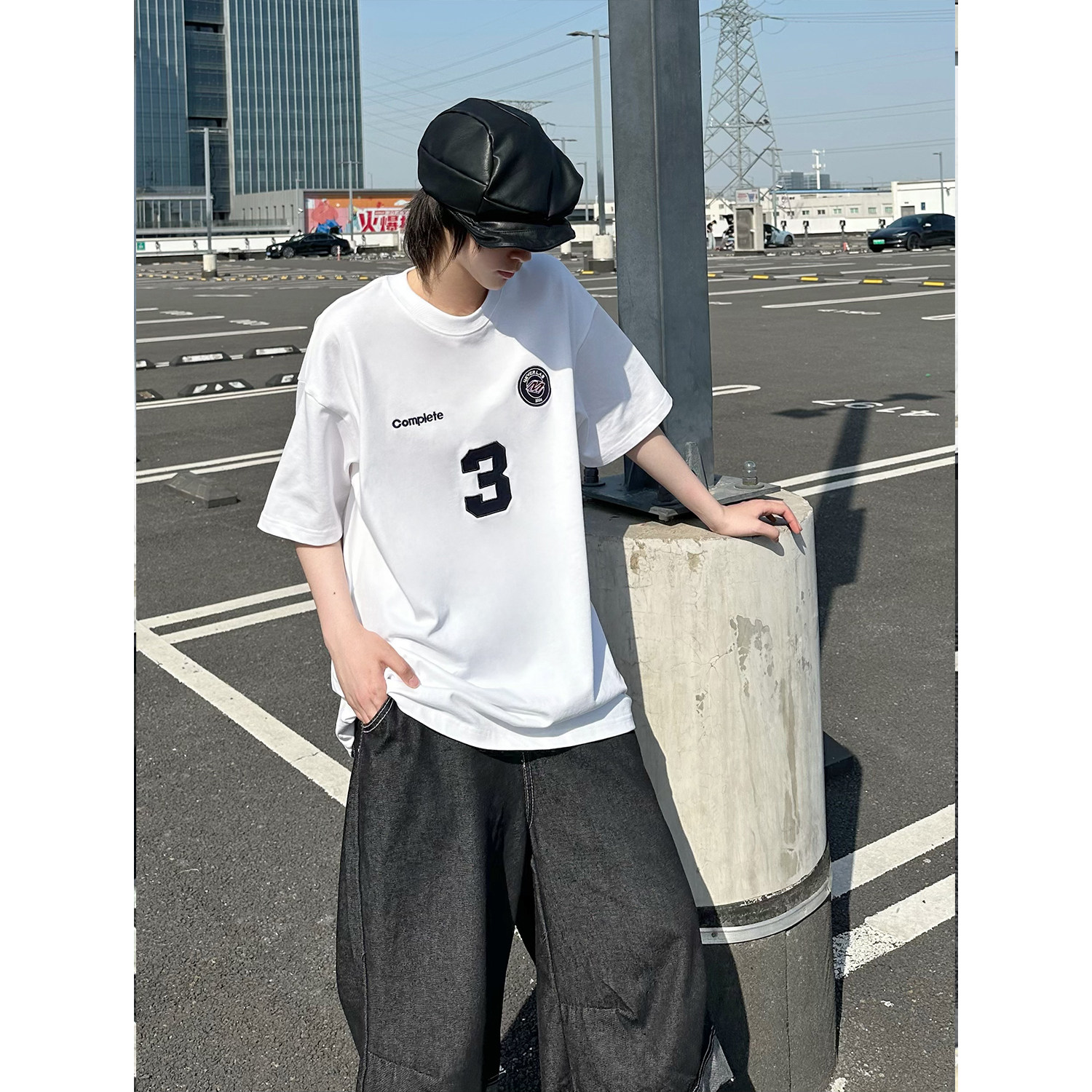 C316TH410P48夏装新款短袖T恤时尚短袖刺绣运动tee学院宽松,男装T恤,电商C316