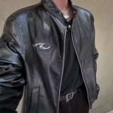 C316PYWT01P138秋冬新款立领时尚皮衣松弛感经典皮夹克外套，男装夹克，电商C316