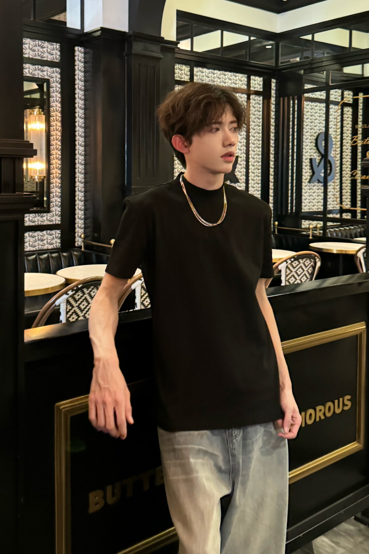 C316T1119P38控58春夏新款短袖T恤时尚修身百搭tee王嘉尔同款,男装T恤,电商C316