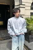 C316CS1125P78春秋新款长袖衬衫时尚浅蓝色衬衣个性垫肩网红，男装衬衫，电商C316