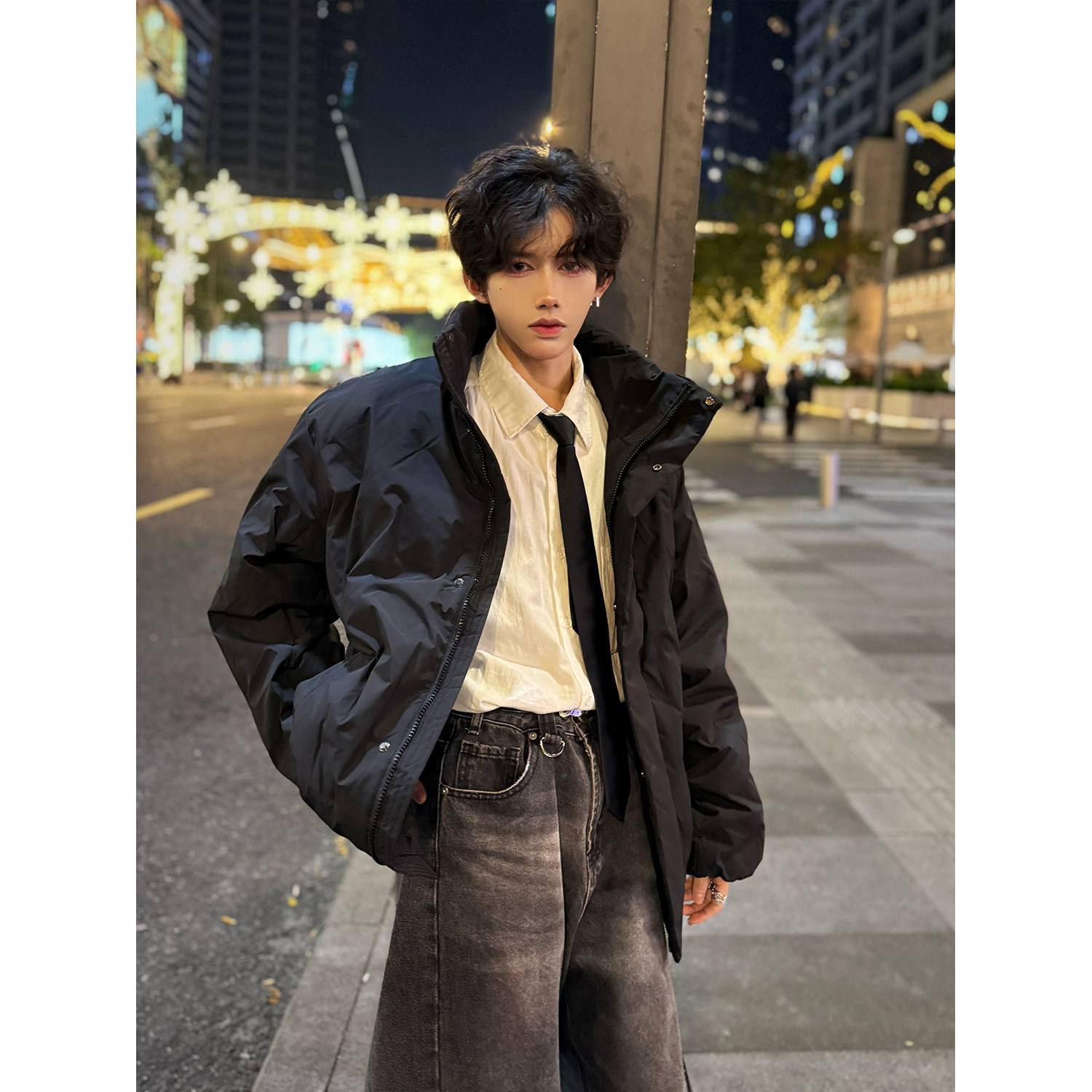 C316MY1023-1P118秋冬新款压花棉衣设计感时尚百搭棉袄外套,男装棉衣,电商C316
