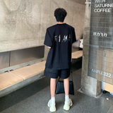 C316T2342P38夏装新款印花短袖T恤纯棉黑色tee潮流圆领高街，男装T恤，电商C316