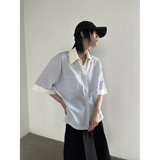 C316CS8311P58夏装新款拼接中袖衬衫时尚宽松条纹衬衣个性潮，男装衬衫，电商C316