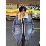 C316MY024P118秋冬新款牛仔棉衣羊羔毛领短款外套时尚保暖加厚，男装工装外套，电商C316