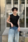 C316B1113P3858春夏无袖背心针织衫时尚亮晶晶修身马甲汗，男装背心/马甲，电商C316