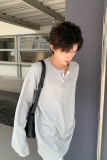 C316T1222P58秋装新款撞色拼接灰色打底衫长袖T恤tee潮休闲男装，男装T恤，电商C316