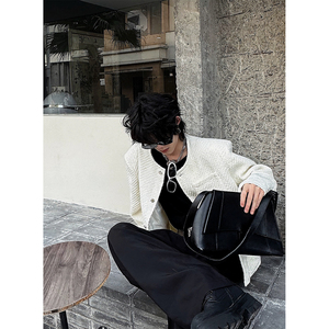 C316 WT1265 P138 秋冬新款小香风短款圆领无领高级感外套夹克，男装夹克，电商C316