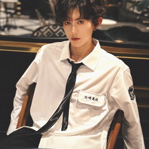 C316 CS1233 P58送领带时尚百搭DK制服班服校服情侣装长袖衬衫图片