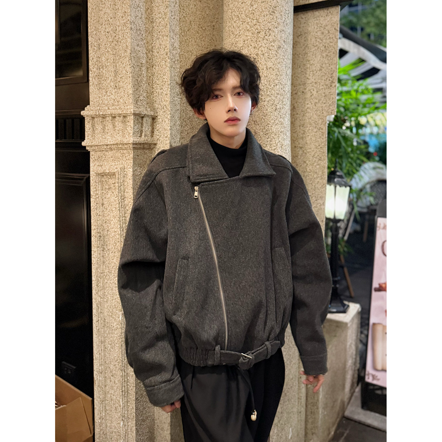 C316WT1052P128加棉加厚毛呢大衣时尚呢子外套短款外套简约,男装夹克,电商C316