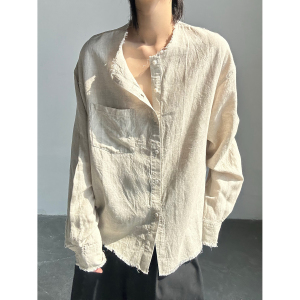 C316 CS8125 P68 夏装新款亚麻衬衫防晒服时尚百搭长袖衬衣松弛感图片