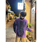C316MY1007P108秋冬新款紫色毛衣个性针织衫时尚毛线衣线衫，男装针织衫/毛衣，电商C316