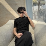 C316T8072P58夏装新款短袖T恤钉钻黑色修身个性tee时尚经典款，男装T恤，电商C316