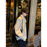 C316CS1073P68春夏新款长袖衬衫时尚个性衬衣白色拼接高级，男装衬衫，电商C316