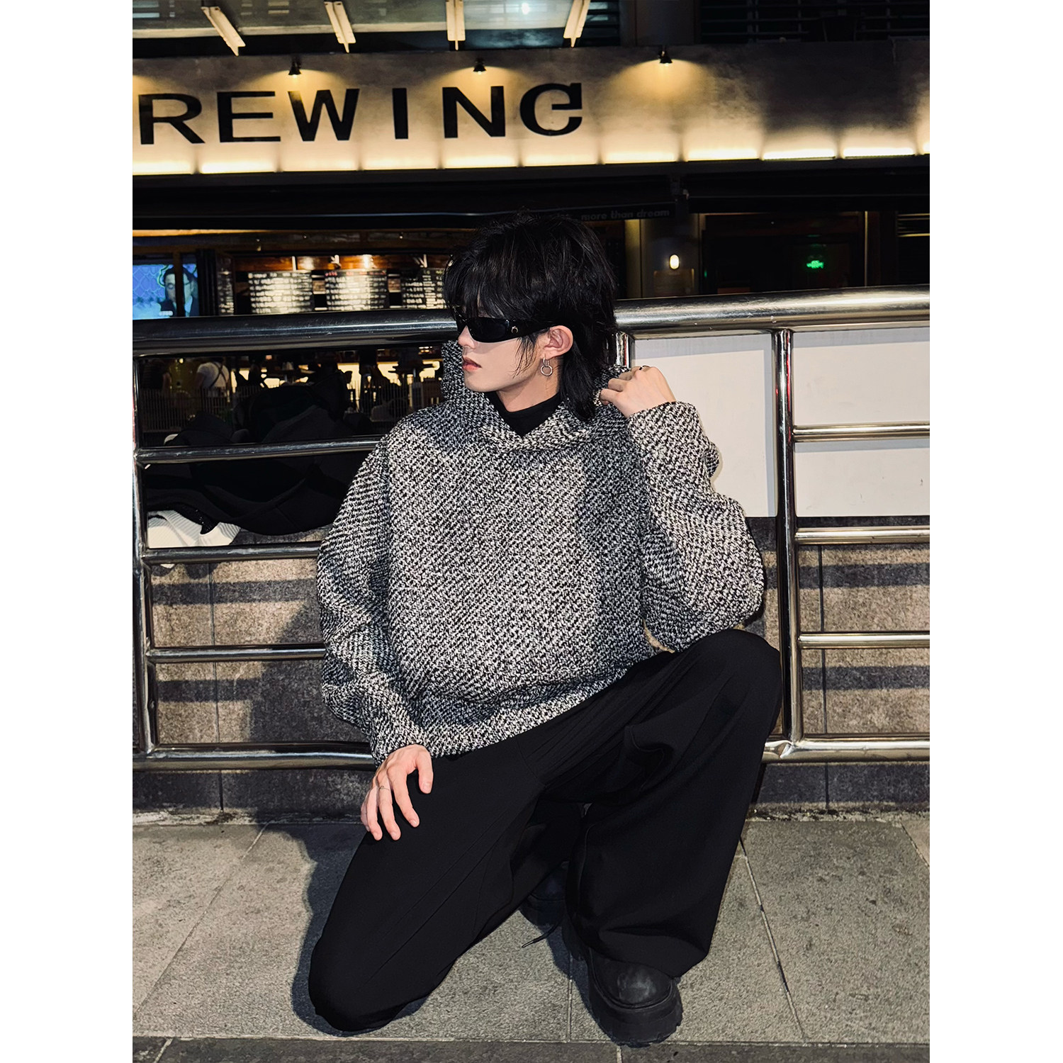 C316WY1286P128秋冬新款小香风卫衣时尚百搭松弛感短款连帽外套,男装卫衣,电商C316