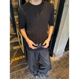 C316T8112P58夏装新款短袖T恤扭花针织tee黑色深灰色米白色，男装T恤，电商C316