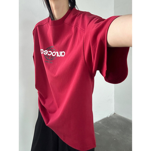 C316 T8305 P38 夏装新款短袖T恤字母运动风时尚红色tee休闲图片