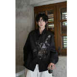 C316LFCS001P68秋装新款百搭长袖衬衫玫瑰花个性衬衣黑色时尚，男装衬衫，电商C316