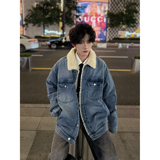 C316MY024P118秋冬新款牛仔棉衣羊羔毛领短款外套时尚保暖加厚，男装工装外套，电商C316