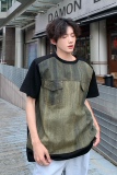 C316T1156P68夏装新款短袖T恤时尚百搭潮tee牛仔个性拼接，男装T恤，电商C316