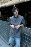 C316CS11167P58夏装新款短袖衬衫科技感时尚衬衣银灰色男百搭，男装T恤，电商C316