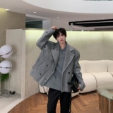 C316XZ163P138毛呢大衣外套保暖加厚西服灰色西装雅痞网红，男装西服套装，电商C316