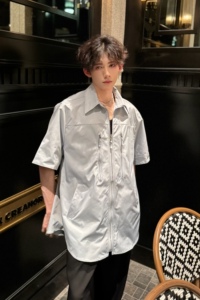 C316 CS1116 P58 控78春夏新款短袖衬衫拉链设计个性衬衣男网红图片
