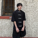 C316CS2333P65夏装新中式风亚麻衬衫衬衣盘扣唐装短袖现货，男装T恤，电商C316