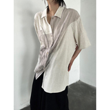 C316HX888P68夏装新款短袖衬衫时尚撞色棉麻个性衬衣高级感，男装T恤，电商C316