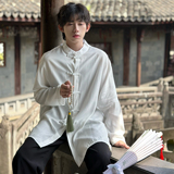 C316Z2347P58男生新中式汉服防晒衣时尚立领白色棉麻衬衫，男装防晒衣，电商C316