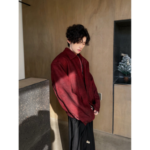 C316 JK1062 P108 春裝新款紅色復(fù)古設(shè)計時尚短款外套夾克衫寬松圖片