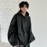 C316JK1244P118秋冬皮夹克时尚短款外套时尚松弛感宽松连帽，男装夹克，电商C316