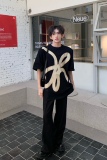 C316T846P38春夏新款短袖T恤宽松黑色个性时尚垫肩tee潮，男装T恤，电商C316