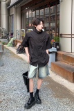 C316CS2398P58夏装新款短袖衬衫时尚百搭白色黑色设计感衬衣潮，男装T恤，电商C316