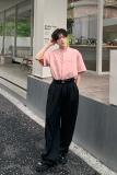 C316CS1166P58夏装新款短袖衬衫时尚百搭纯色粉色衬衣时尚情侣，男装T恤，电商C316