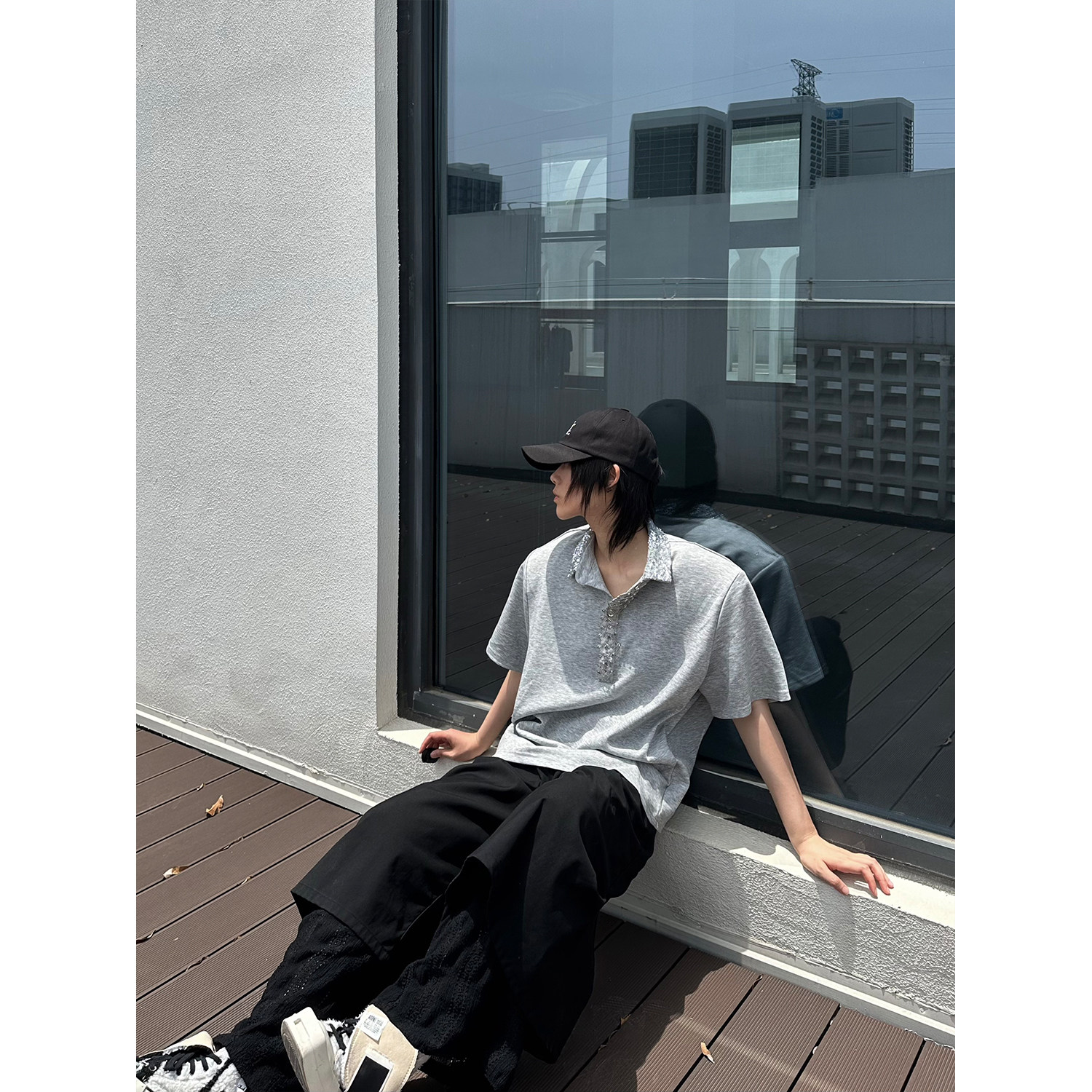 C316T8232P68夏装新款时尚别针设计短袖polo衫个性T恤tee,男装T恤,电商C316