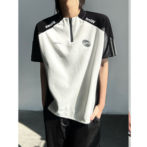 C316 T8206 P38 夏装新款短袖T恤拼接撞色tee速干衣时尚运动男女图片