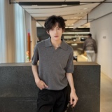 C316T8040P58夏装新款短袖T恤针织短袖polo衫时尚个性深灰色，男装T恤，电商C316