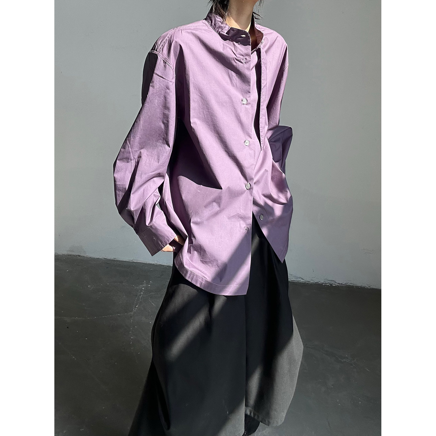 C316CS8188P58四季款长袖紫色衬衫时尚防晒衬衣松弛感宽松，男装防晒衣，电商C316