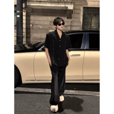 C316CS8322P58夏装刺绣时尚百搭短袖衬衫个性衬衣V领黑色，男装衬衫，电商C316