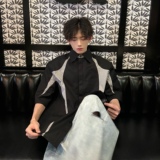 C316CS1121P5878春夏新款短袖衬衫时尚拼接现代感衬衣，男装T恤，电商C316