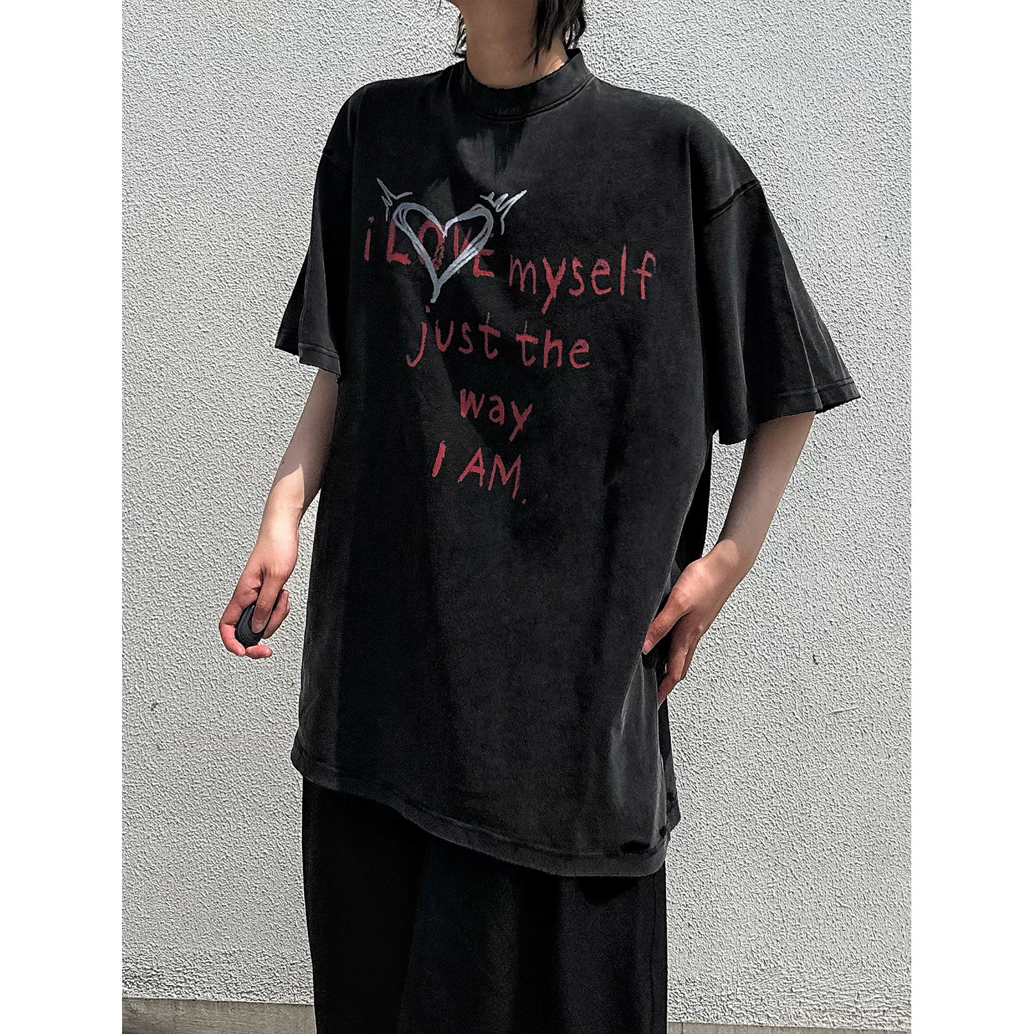 C316T8142P48夏装新款做旧短袖T恤时尚百搭深灰色字母tee,男装T恤,电商C316