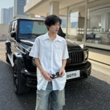C316CS8067P48夏装新款短袖衬衫刺绣宽松百搭黑白衬衣个性，男装衬衫，电商C316
