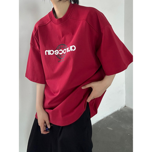 C316 T8305 P38 夏装新款短袖T恤字母运动风时尚红色tee休闲图片