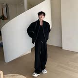 C316WY117P98秋冬垫肩夹克卫衣宽松立领长袖外套短款网红灰色，男装夹克，电商C316