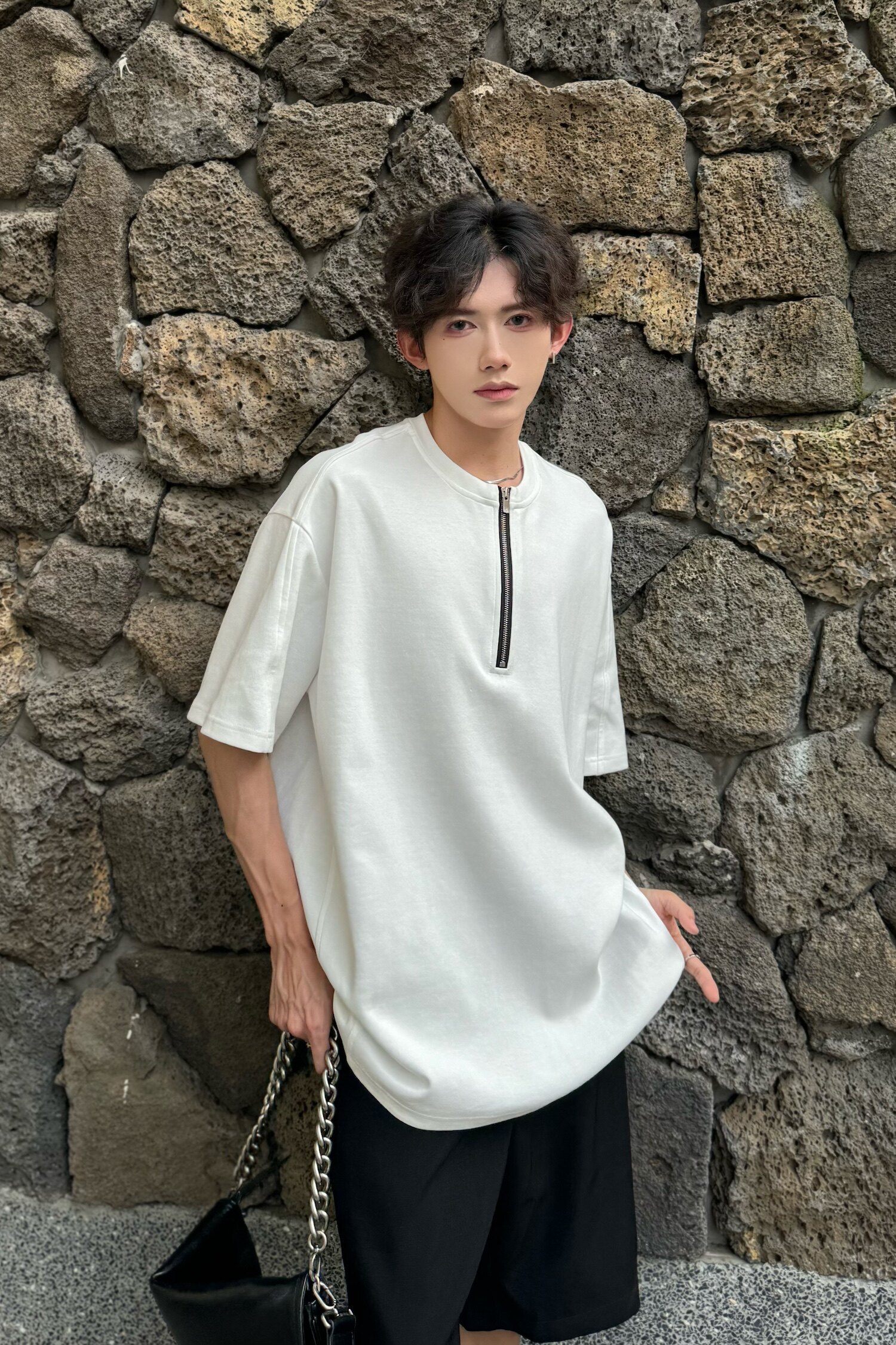 C316DX88P48夏装新款短袖T恤时尚拉链设计个性tee网红简约,男装T恤,电商C316