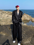 C316XZ205P98K206P68西服套装黑色秋冬新款丝滑西装网红潮男，男装西服，电商C316
