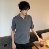 麦穗纹提花翻领短袖T恤男夏季潮牌肌理感宽松痞帅学院风半袖体恤，男装T恤，电商C316