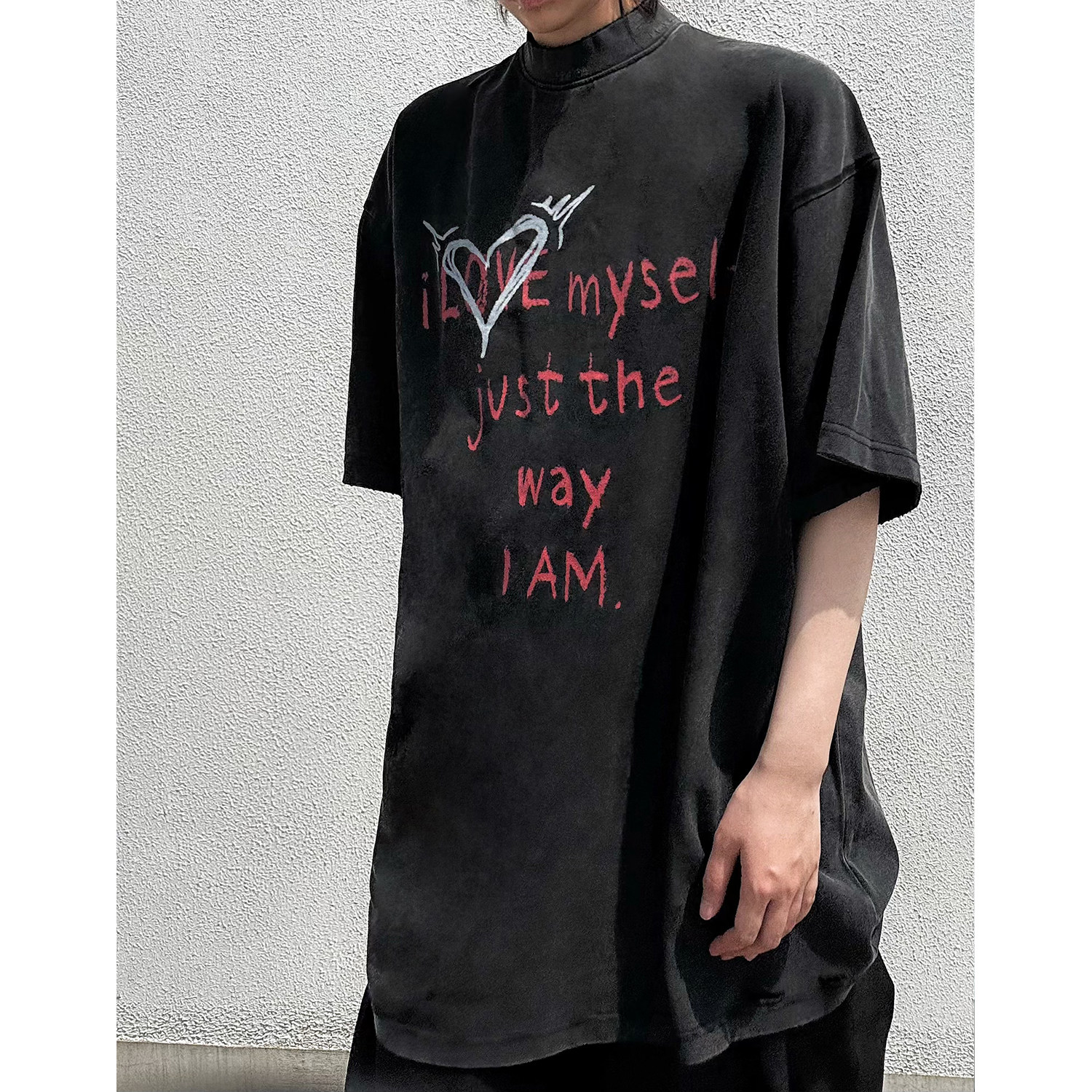 C316T8142P48夏装新款做旧短袖T恤时尚百搭深灰色字母tee,男装T恤,电商C316