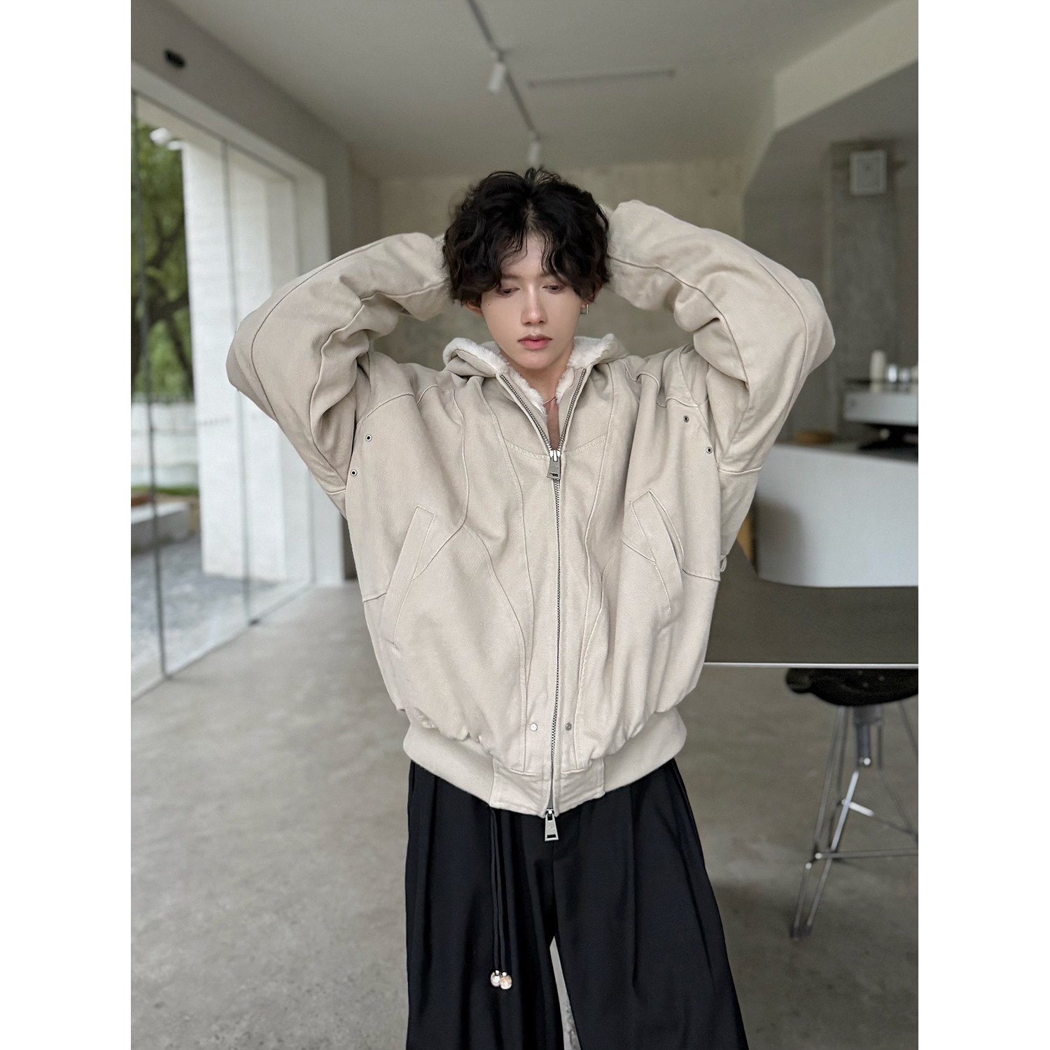 C316MY1016P158秋冬新款座山雕加绒加厚棉衣棉服短款连帽外套,男装棉衣,电商C316